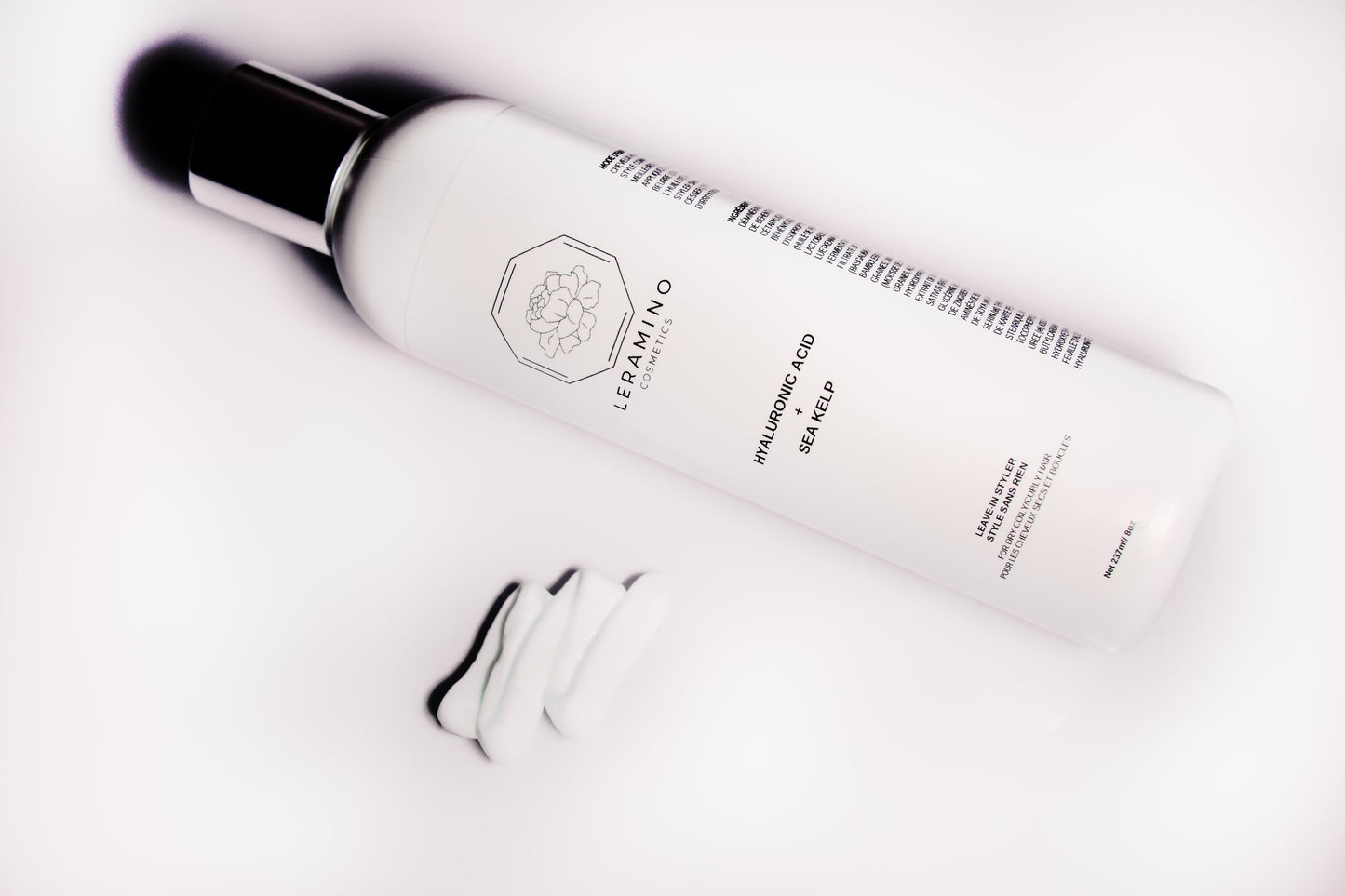 Leave- Styler. Fluffy lightweight formula. Leaves hair noticeably soft, nourished and moisturized with no build up.